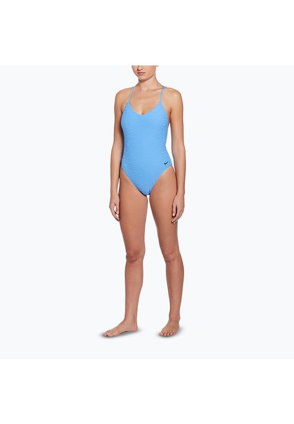 Strój pływacki jednoczęściowy damski Nike Swoosh Link Y-Back. Kolor: niebieski