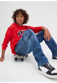 bonprix - Dżinsy bojówki ocieplane o kroju loose fit z podszewką dżersejową, straight. Kolor: niebieski #2