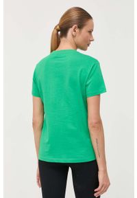 Karl Lagerfeld t-shirt bawełniany kolor zielony. Kolor: zielony. Materiał: bawełna. Długość rękawa: krótki rękaw. Długość: krótkie. Wzór: aplikacja. Styl: klasyczny #6