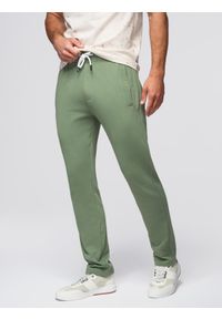 Ombre Clothing - Spodnie męskie dresowe z nogawką bez ściągacza - zielone V3 - Rozmiar: XXL. Kolor: zielony. Materiał: dresówka. Styl: sportowy