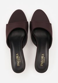 Born2be - Brązowe Klasyczne Klapki na Obcasie Typu Klepsydra z Odkrytym Noskiem Briziana. Okazja: na co dzień, na spotkanie biznesowe. Kolor: brązowy. Sezon: lato. Obcas: na obcasie. Styl: klasyczny. Wysokość obcasa: średni #2