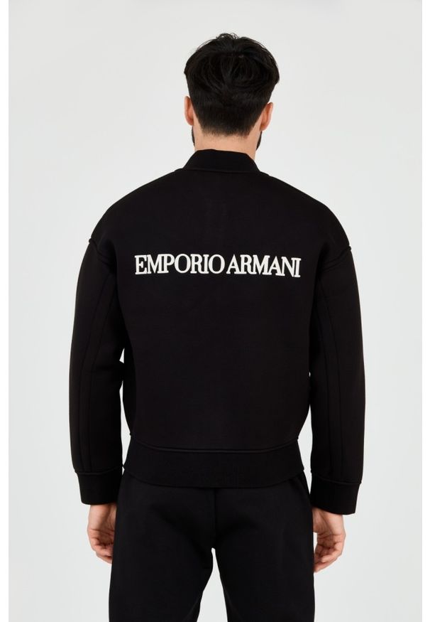 Emporio Armani - EMPORIO ARMANI Czarna neoprenowa bluza męska, Rozmiar L. Kolor: czarny. Materiał: neopren