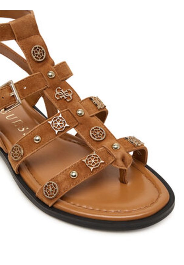 Guess Sandały FLJY2Z SUE03 Brązowy. Kolor: brązowy. Materiał: zamsz, skóra