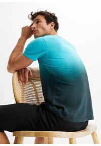 bonprix - T-shirt z czystej bawełny, Slim Fit. Kolor: niebieski. Materiał: bawełna. Wzór: nadruk #3