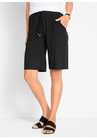 bonprix - Bermudy z dżerseju. Okazja: na co dzień. Kolor: czarny. Materiał: jersey. Styl: casual #1