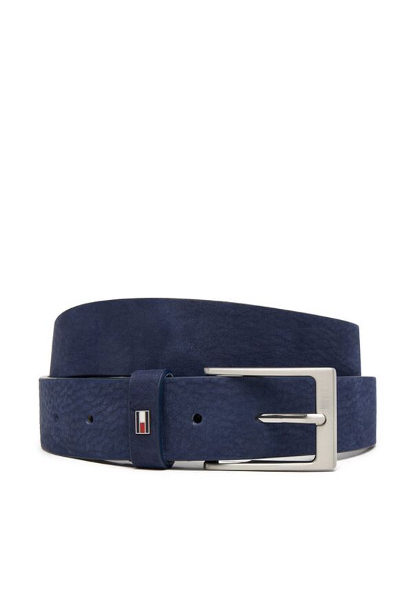 TOMMY HILFIGER - Tommy Hilfiger Pasek Męski Layton 3.5 Nubuck AM0AM13754 Granatowy. Kolor: niebieski. Materiał: nubuk, skóra