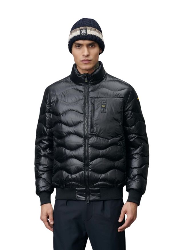 Blauer USA - BLAUER Czarna kurtka męska Daniel Short Jackets, Rozmiar XL. Kolor: czarny. Materiał: poliamid