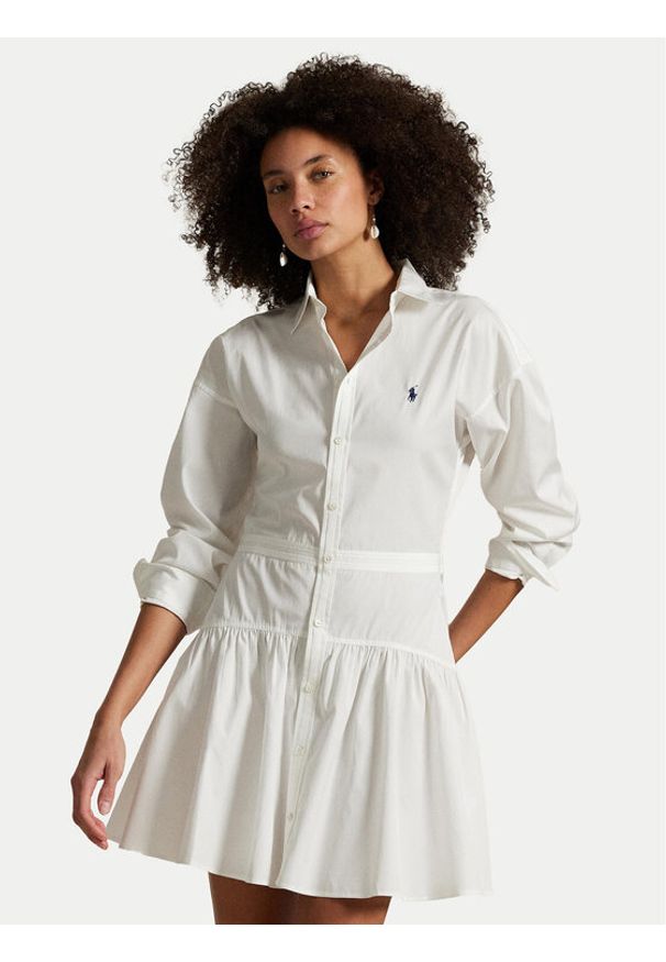 Polo Ralph Lauren Sukienka koszulowa 211965856001 Biały Regular Fit. Typ kołnierza: polo. Kolor: biały. Materiał: bawełna. Typ sukienki: koszulowe