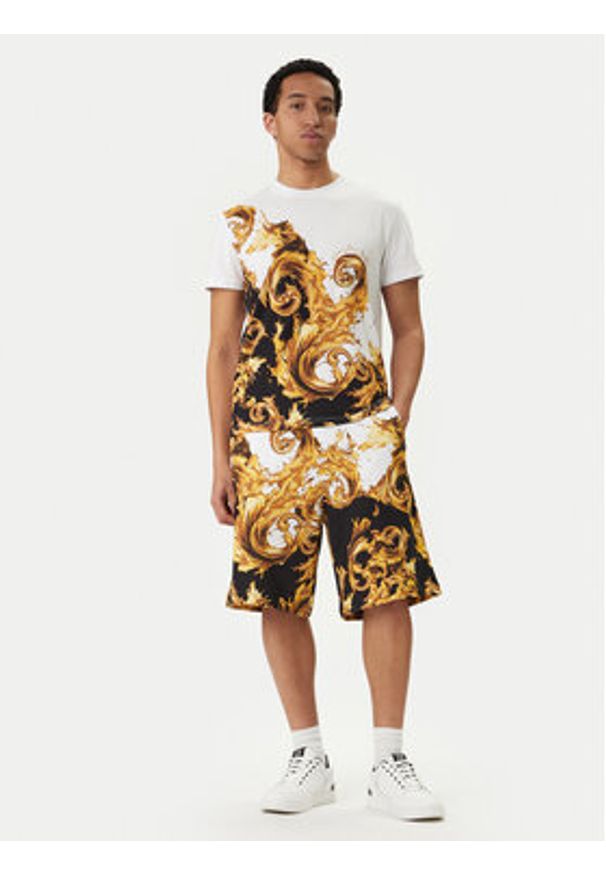 Versace Jeans Couture T-Shirt 80GAH6SB JS541 Biały Slim Fit. Kolor: biały. Materiał: bawełna