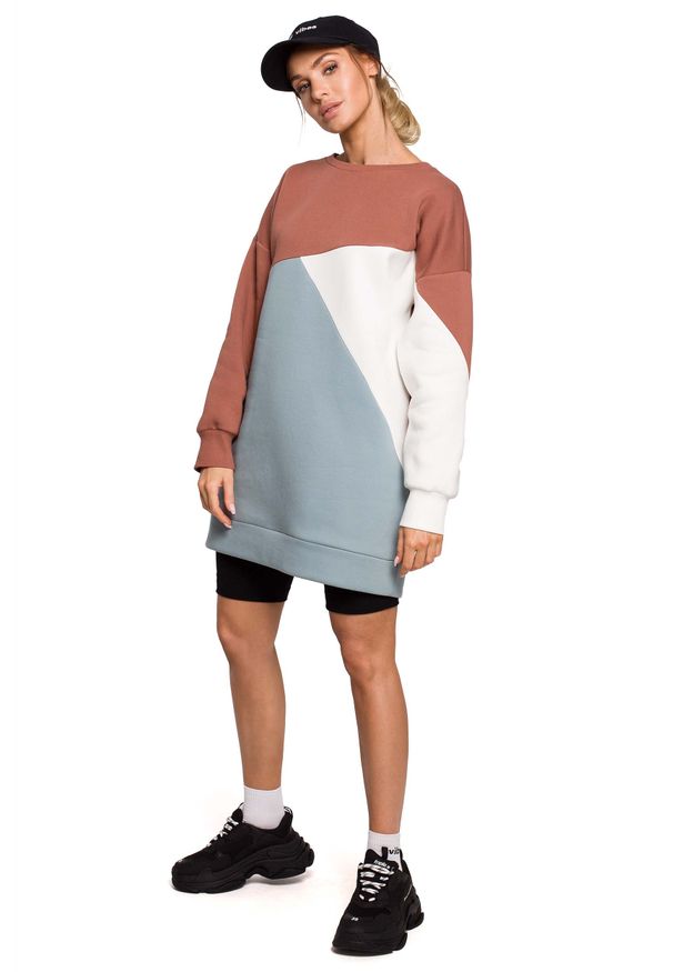 MOE - Trójkolorwa Sukienka Dresowa - Wzór 1. Materiał: dresówka