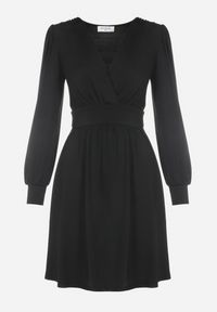 Born2be - Czarna Sukienka Kopertowa Taliowana Maecenus. Okazja: na co dzień. Typ kołnierza: dekolt w serek. Kolor: czarny. Materiał: wiskoza. Typ sukienki: kopertowe. Styl: casual, elegancki #5