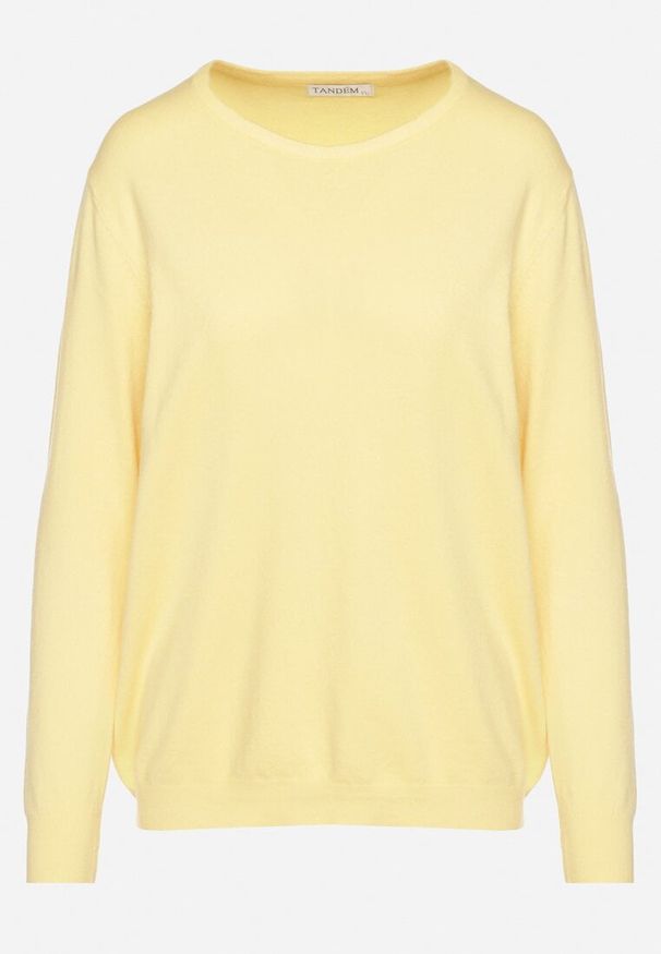 Born2be - Żółty Sweter z Kaszmirem i Ściągaczami Sanaliene. Okazja: na co dzień. Kolor: żółty. Materiał: kaszmir. Styl: elegancki, casual
