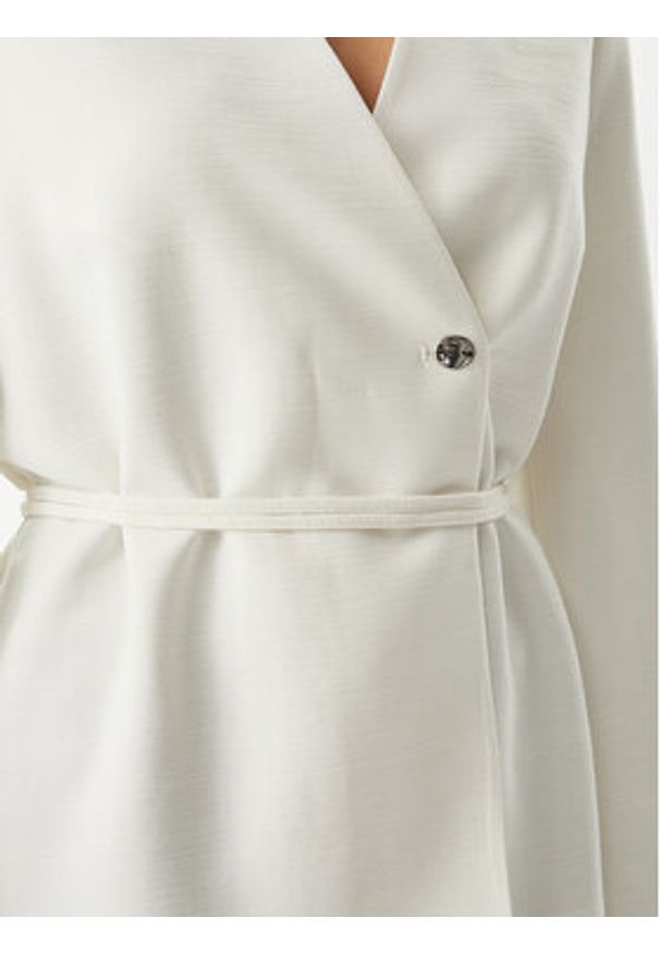 Calvin Klein Marynarka LV044F408G Kremowy Regular Fit. Kolor: kremowy. Materiał: wiskoza