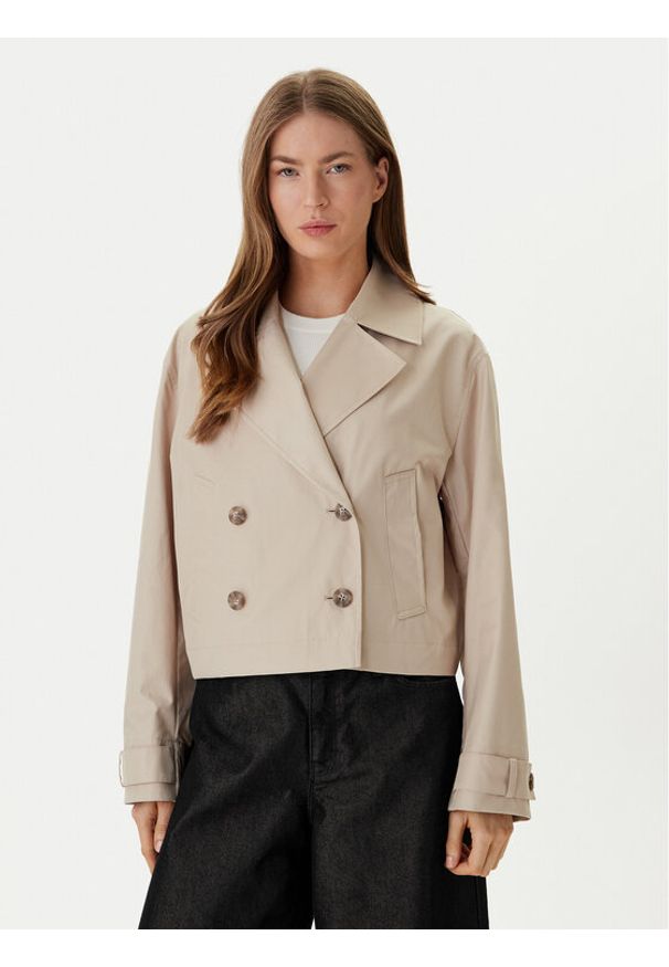 Calvin Klein Trencz LV044B541G Beżowy Regular Fit. Kolor: beżowy. Materiał: syntetyk