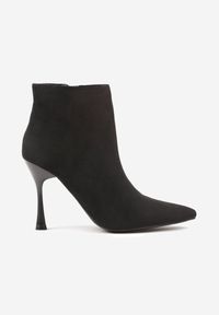 Renee - Czarne Botki na Szpilce Vices w Klasycznym Stylu Tikolisse. Okazja: na co dzień. Kolor: czarny. Materiał: jeans, skóra. Obcas: na szpilce. Styl: klasyczny