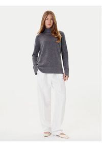 TwinSet - TWINSET Golf 252TP3582 Szary Loose Fit. Typ kołnierza: golf. Kolor: szary. Materiał: wełna