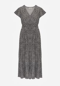 Born2be - Czarna Plisowana Sukienka Maxi z Gumką w Talii i Kopertowym Dekoltem Kaimarie. Okazja: na co dzień. Kolor: czarny. Typ sukienki: kopertowe. Styl: casual. Długość: maxi #6