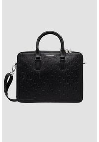 Karl Lagerfeld - KARL LAGERFELD Czarna męska aktówka skórzana z monogramem. Kolor: czarny. Materiał: skóra #1