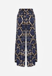 Renee - Czarno-Granatowe Spodnie Szerokie z Wiskozy w Ornamentalny Wzór High Waist Cramelia. Stan: podwyższony. Kolor: czarny. Materiał: wiskoza. Długość: długie #7