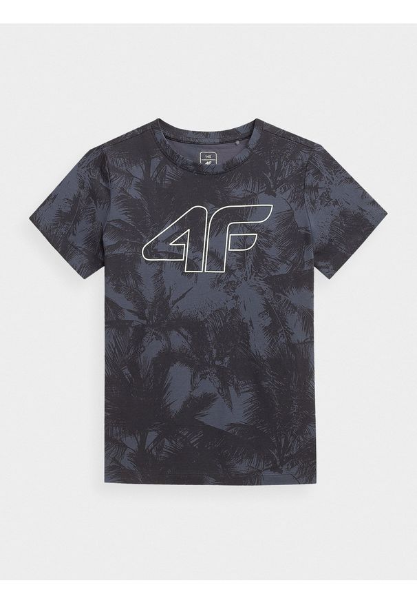 4f - T-shirt chłopięcy (122-164). Kolor: niebieski. Materiał: bawełna, dzianina
