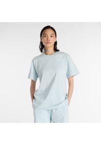 Koszulka damska New Balance WT41501FRL – niebieska. Kolor: niebieski. Materiał: bawełna. Długość rękawa: krótki rękaw. Długość: krótkie