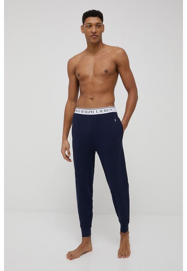 Polo Ralph Lauren spodnie piżamowe 714862624001 męskie kolor granatowy gładka. Kolor: niebieski. Materiał: dzianina. Wzór: gładki