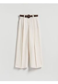 Reserved - Szerokie spodnie z modalem - złamana biel. Materiał: tkanina #1