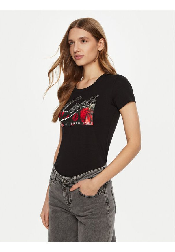 Guess T-Shirt W5RI03 J1314 Czarny Regular Fit. Kolor: czarny. Materiał: bawełna
