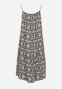 Born2be - Czarna Rozkloszowana Sukienka na Ramiączkach z Bawełny w Ornamentalny Wzór Valpio. Okazja: na spacer. Typ kołnierza: dekolt kwadratowy. Kolor: czarny. Materiał: bawełna. Długość rękawa: na ramiączkach #6