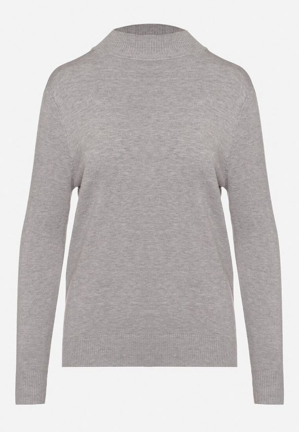 Born2be - Szary Klasyczny Golf Alotta. Okazja: na co dzień. Typ kołnierza: golf. Kolor: szary. Materiał: poliamid, jeans, jedwab, poliester. Długość rękawa: długi rękaw. Długość: długie. Styl: klasyczny