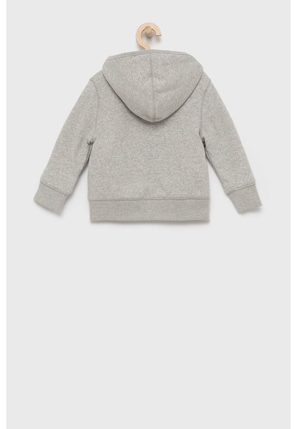 GAP Bluza dziecięca kolor szary z kapturem melanżowa. Okazja: na co dzień. Typ kołnierza: kaptur. Kolor: szary. Materiał: dzianina. Wzór: melanż. Styl: casual