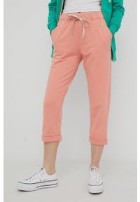 Femi Stories spodnie dresowe bawełniane Tara damskie kolor pomarańczowy gładkie. Stan: podwyższony. Kolor: pomarańczowy. Materiał: dresówka, bawełna. Wzór: gładki
