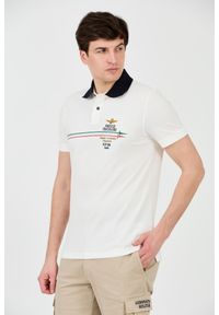 Aeronautica Militare - AERONAUTICA MILITARE Białe męskie polo Frecce Tricolori Embroidered, Rozmiar M. Typ kołnierza: polo. Kolor: biały #7