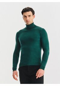 Pako Lorente - PAKO LORENTE - Ciemnozielony gładki golf męski. Typ kołnierza: golf. Kolor: niebieski, zielony, czarny. Materiał: poliamid, bawełna, elastan. Wzór: gładki. Sezon: jesień #7