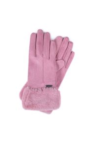 Wittchen - Damskie rękawiczki ze sztucznym futerkiem jasny róż. Kolor: różowy. Materiał: poliester