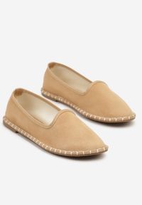 Born2be - Ciemnobeżowe Espadryle Balerinki z Ozdobnymi Przeszyciami Firavione. Okazja: na co dzień, na imprezę. Kolor: beżowy. Materiał: len. Sezon: lato. Styl: klasyczny, casual #6