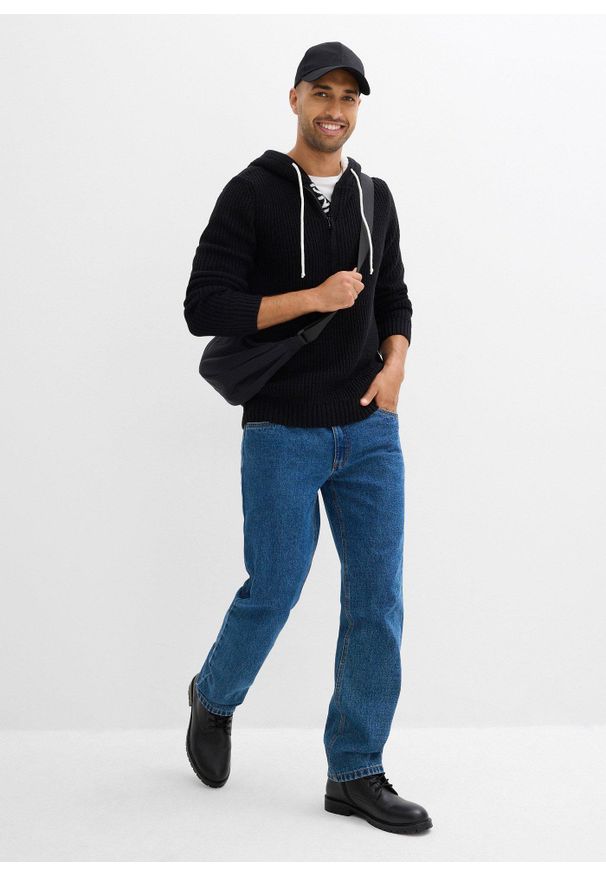 bonprix - Sweter z kapturem. Typ kołnierza: kaptur. Kolor: czarny