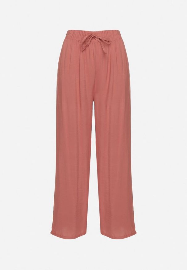 Born2be - Różowe Wiskozowe Spodnie o Szerokim Kroju z Wysokim Stanem Nairolla. Okazja: na co dzień. Stan: podwyższony. Kolor: różowy. Materiał: wiskoza. Długość: długie. Styl: casual, elegancki