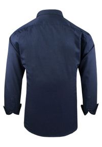 Delikatnie Taliowana Koszula Weekendowa - Pako Jeans - Granatowa. Okazja: na co dzień. Kolor: niebieski. Materiał: bawełna. Styl: casual #3