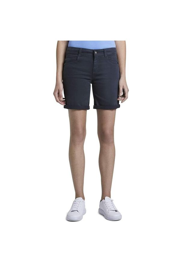 Spodenki turystyczne damskie Tom Tailor Alexa Bermusa. Kolor: niebieski. Materiał: bawełna, elastan. Sport: turystyka piesza