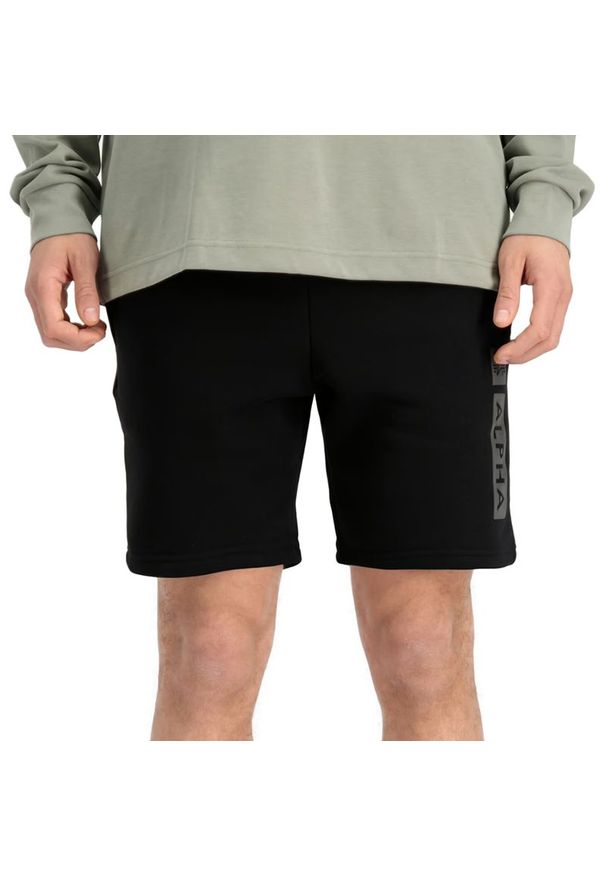 Spodenki męskie Alpha Industries Puff Print 14636503 - czarne. Kolor: czarny. Materiał: poliester, bawełna, materiał. Wzór: nadruk