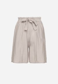 Born2be - Szare Wiskozowe Szorty z Wysokim Stanem i Paskiem Lumovelle. Okazja: na co dzień. Stan: podwyższony. Kolor: szary. Materiał: wiskoza. Styl: elegancki, casual #7
