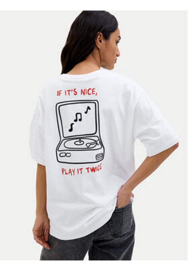 JJXX T-Shirt Nina 12273776 Biały Loose Fit. Kolor: biały. Materiał: bawełna