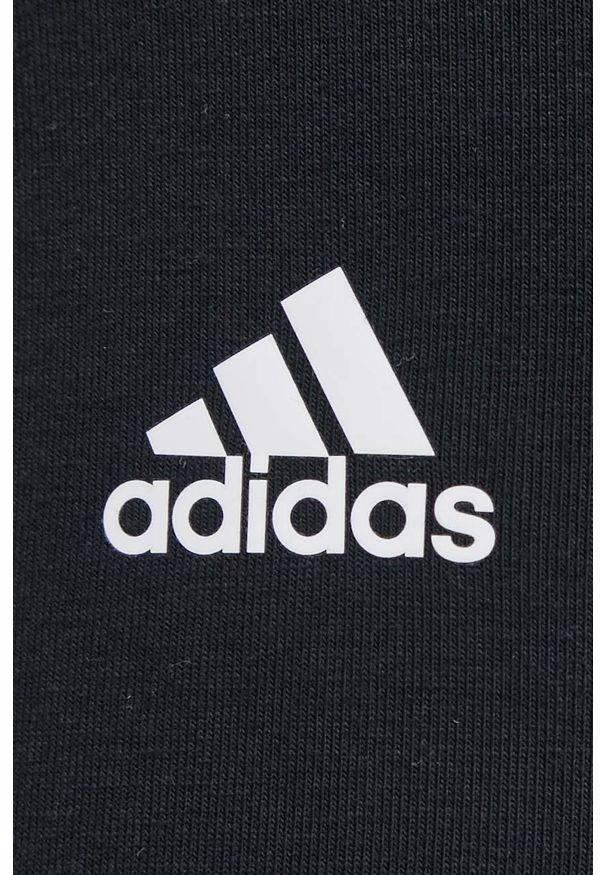 Adidas - adidas legginsy damskie kolor czarny z aplikacją. Stan: podwyższony. Kolor: czarny. Materiał: dzianina, materiał, bawełna. Wzór: aplikacja