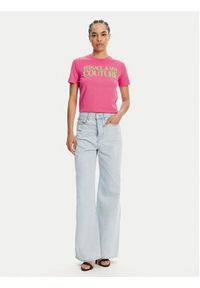 Versace Jeans Couture T-Shirt 78HAHE05 Różowy Regular Fit. Kolor: różowy. Materiał: bawełna #5