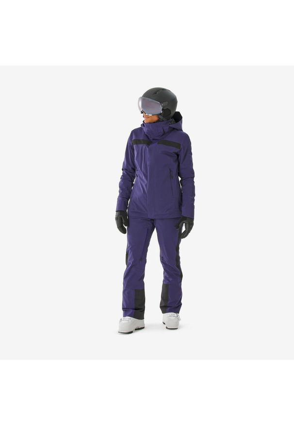WEDZE - Kurtka narciarska i snowboardowa damska Quechua 900. Kolor: fioletowy, niebieski, wielokolorowy. Materiał: materiał. Sezon: zima. Sport: narciarstwo, snowboard