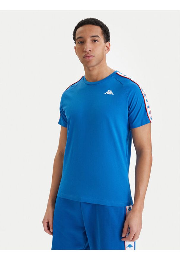 Kappa T-Shirt Banda Coen 303UV10 Niebieski Slim Fit. Kolor: niebieski. Materiał: bawełna