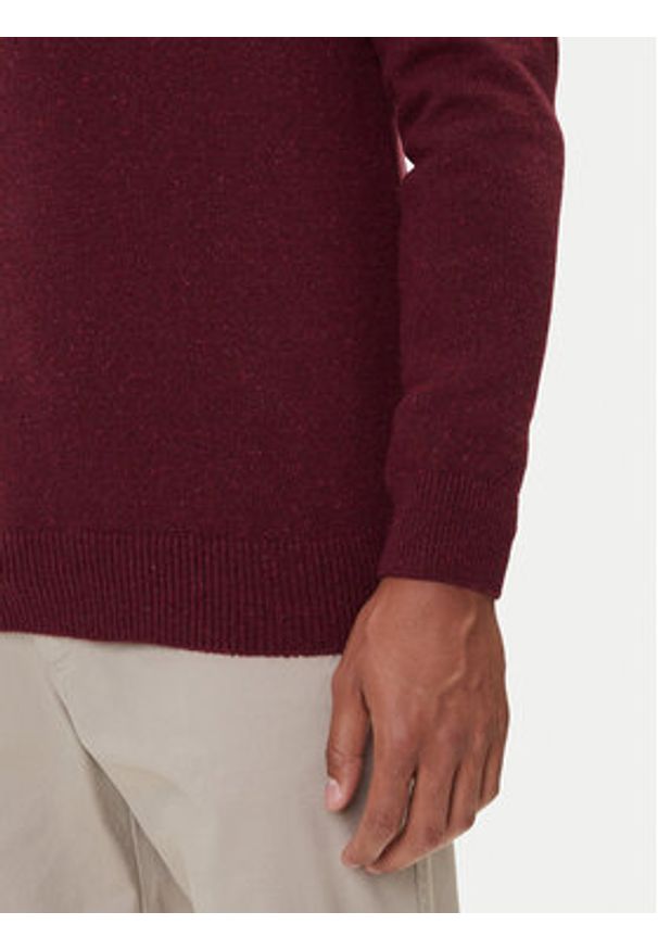 Barbour Sweter Essential Tisbury MKN0844RE56 Bordowy Regular Fit. Kolor: czerwony. Materiał: wełna