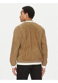 Hugo - HUGO Kurtka skórzana Ledam 50534326 Beżowy Relaxed Fit. Kolor: beżowy. Materiał: skóra #5