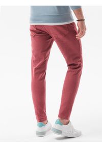Ombre Clothing - Spodnie męskie jeansowe o kroju SLIM FIT P1058 - czerwone - XXL. Okazja: na co dzień. Kolor: czerwony. Materiał: jeans. Wzór: gładki. Styl: casual, elegancki, sportowy